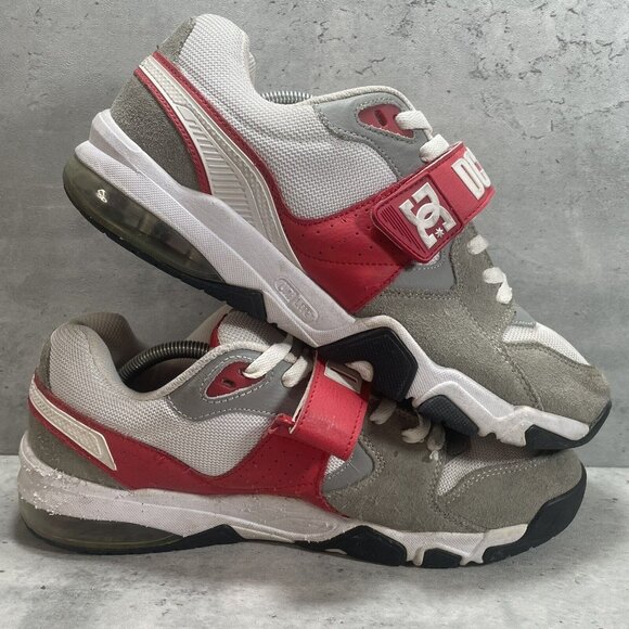 RARE DC XT-M Shoes SDU Nubuck Leather Skate Men’s Strap Low Top‎ White Red Sz 12 - Picture 6 of 7